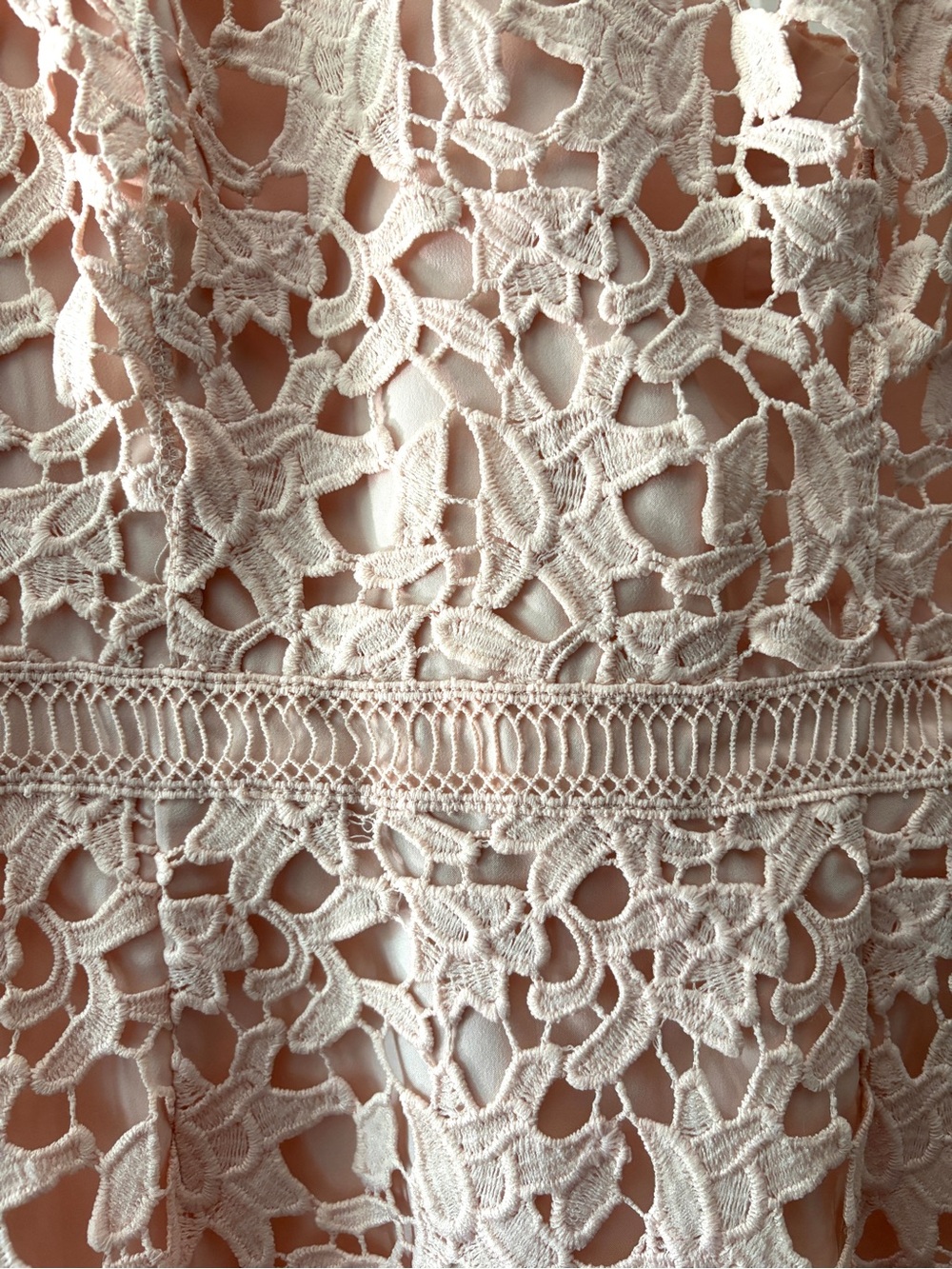 Eliza J Lace Sheath Mini Dress Crochet Lace Overlay Blush Pink Size 4P - Picture 7 of 13
